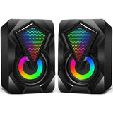 NJSJ Computer Speakers for Desktop, USB-Powered Stereo 2.0 PC Speakers with 3.5mm Aux input, Portable Mini Speaker for Laptop Smartphones MAC, Colorful RGB Lights(Black
