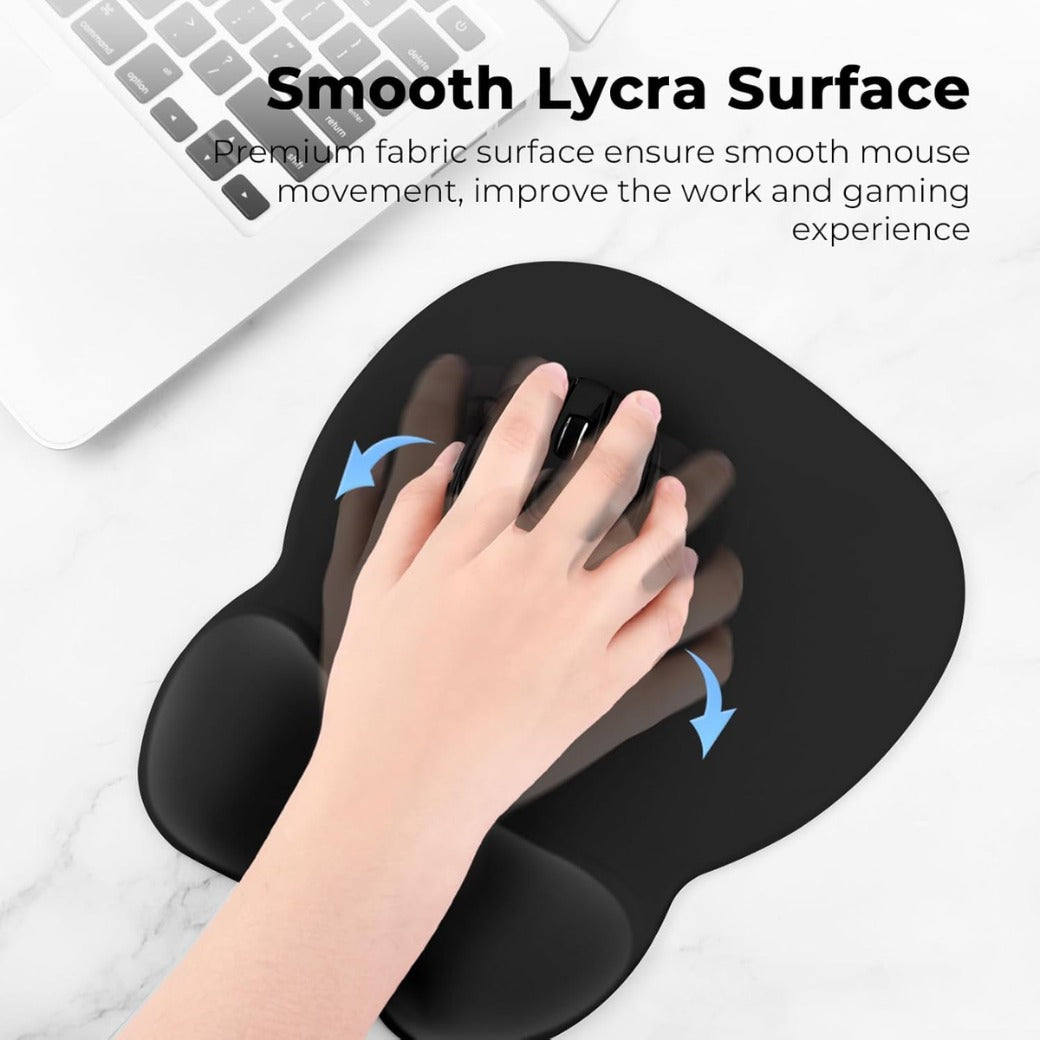 Mouse Pad with Memory Foam Rest, 4mm Ergonomic Mouse Mat, Mousepad with Wrist Support & Non-Slip Rubber Base, Ultra Thin Wear Resistant Home & Office Desk Accessories for PC Laptop
