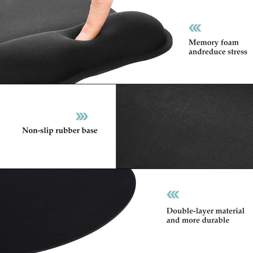 Mouse Pad with Memory Foam Rest, 4mm Ergonomic Mouse Mat, Mousepad with Wrist Support & Non-Slip Rubber Base, Ultra Thin Wear Resistant Home & Office Desk Accessories for PC Laptop