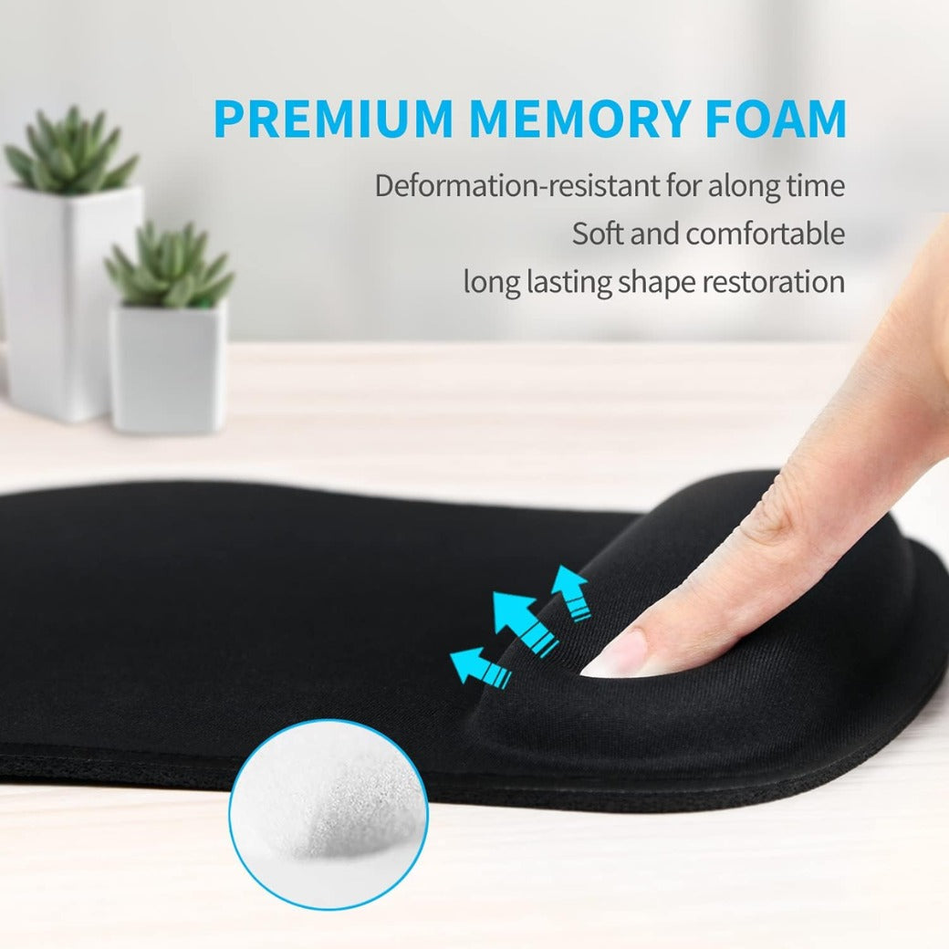 Mouse Mat Wrist Support, Ergonomic Mouse Mat with Memory Foam, Mice Pad with Anti-slip Rubber Base, Waterproof Surface Mouse Pad for Computer, Laptop