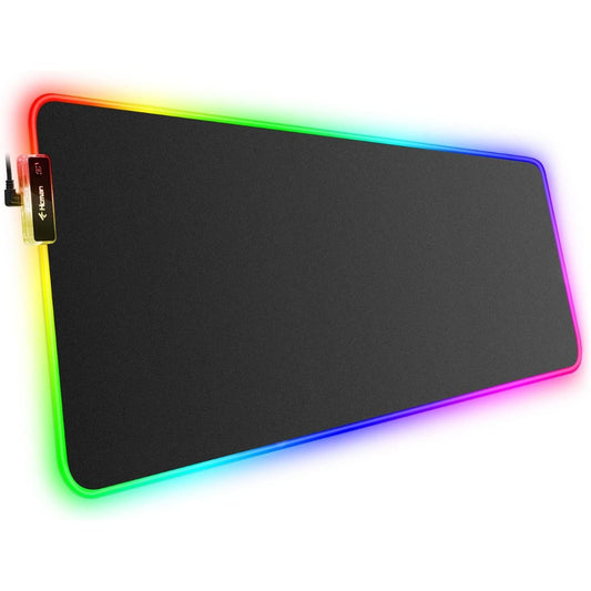 RGB Gaming Mouse Mat Pad, Large Thick (800×300×4mm) XXXL Extended Led Mousepad with Non-Slip Rubber Base, Soft Computer Keyboard Mice Mat for Macbook, PC, Laptop, Desk - Black
