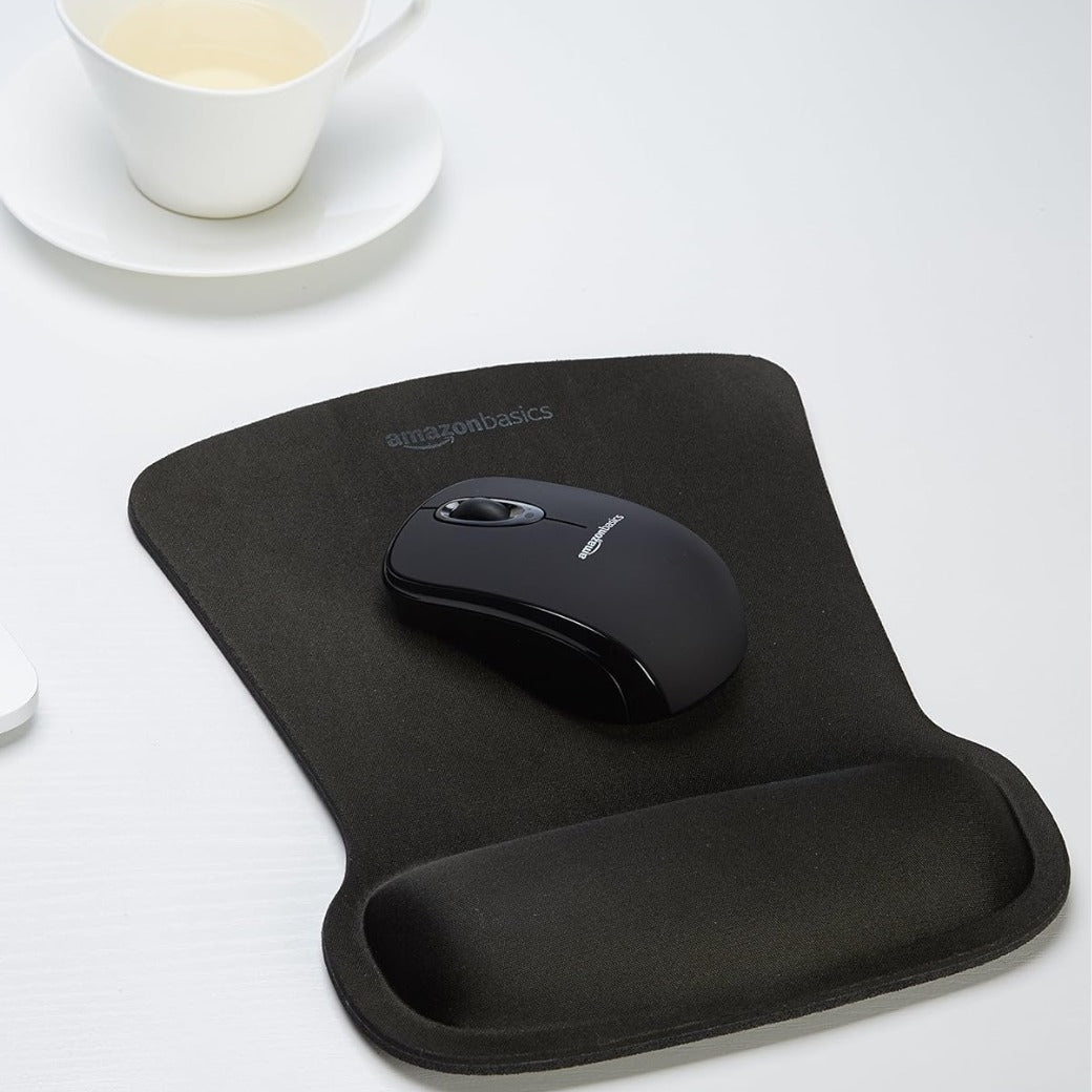 rregular Gel Mouse Pad with Wrist Rest, 20 x 25 cm, Black