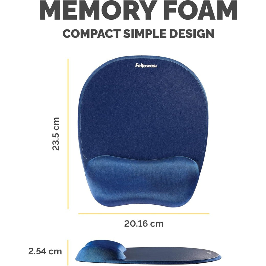 Fellowes Everyday Mousepad with Wrist Support - Ergonomic Mousepad for Computer Laptop - Blue