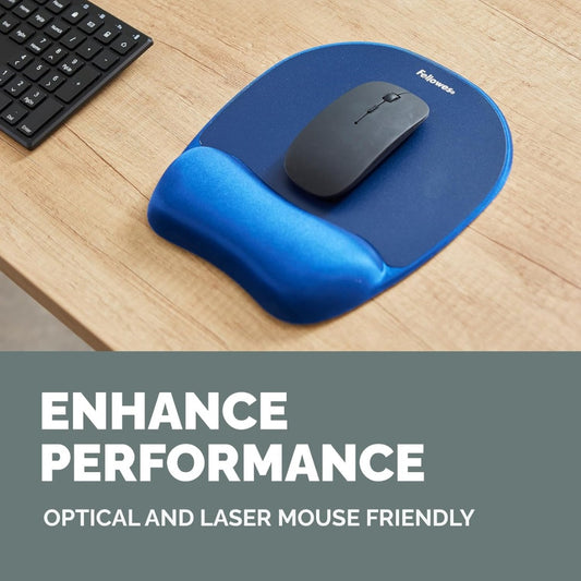 Fellowes Everyday Mousepad with Wrist Support - Ergonomic Mousepad for Computer Laptop - Blue