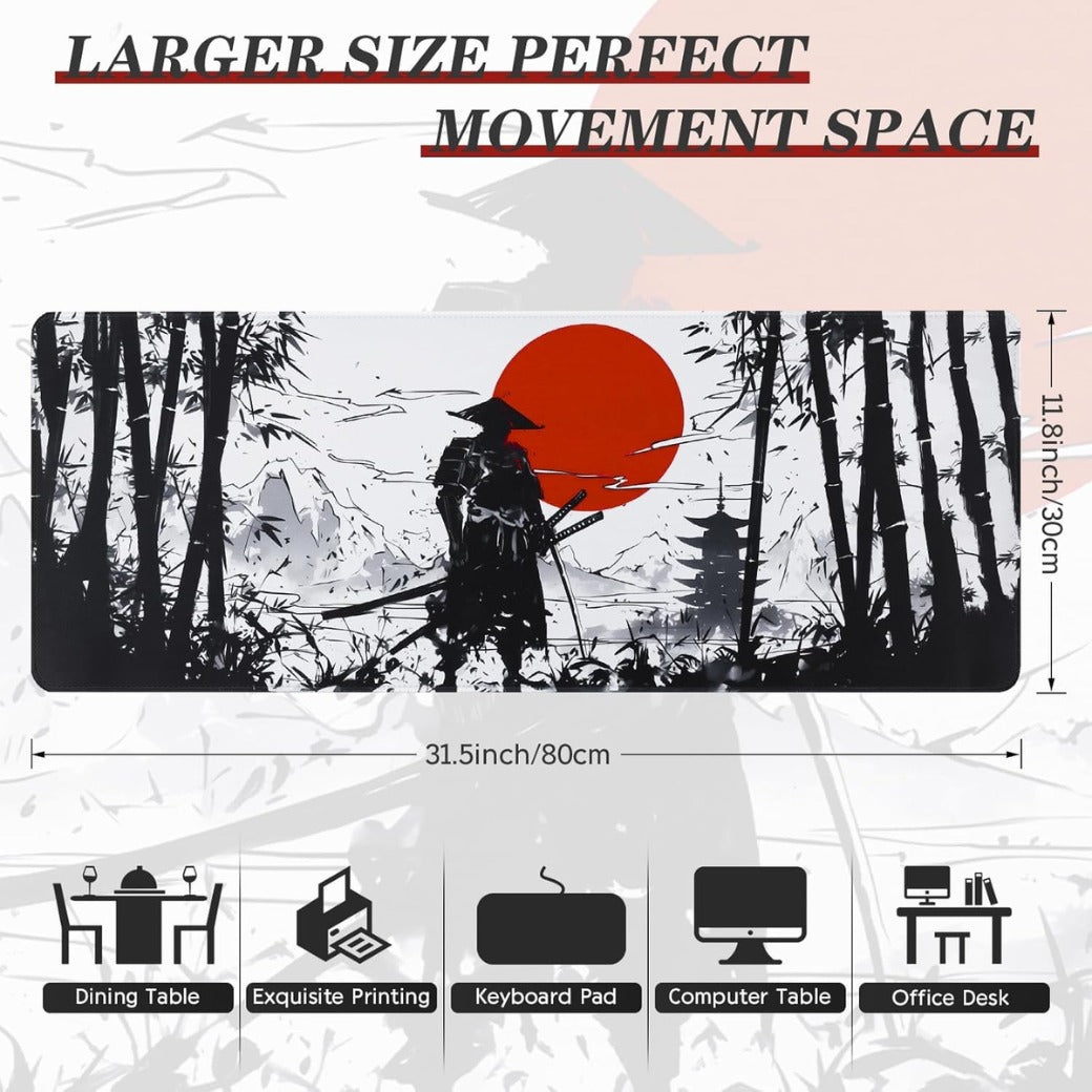 DESERO Large Gaming Mouse Pad (800 x 300 x 3 MM) XL Extended Desk Mat, Japanese Mouse Mat, Gaming Keyboard Mousepad, Big Desk Pad with Non-Slip Base and Stitched Edge for Office/Gaming.(B18)