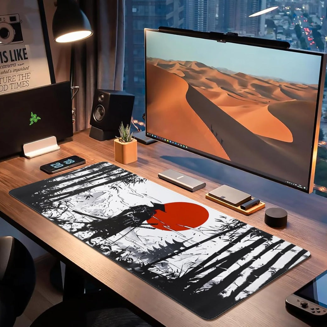 DESERO Large Gaming Mouse Pad (800 x 300 x 3 MM) XL Extended Desk Mat, Japanese Mouse Mat, Gaming Keyboard Mousepad, Big Desk Pad with Non-Slip Base and Stitched Edge for Office/Gaming.(B18)