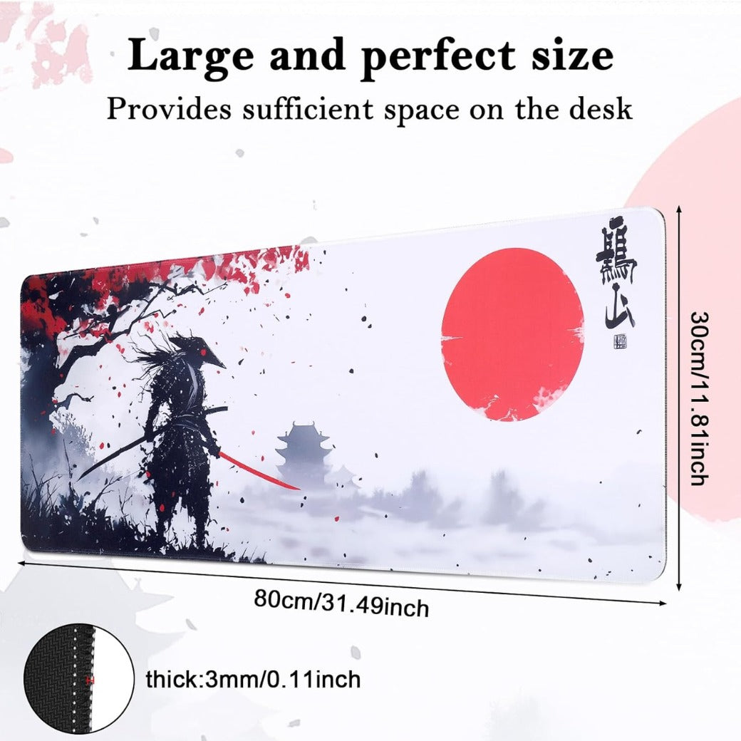 DESERO Large Gaming Mouse Pad (800 x 300 x 3 MM) XL Extended Desk Mat, Japanese Mouse Mat, Gaming Keyboard Mousepad, Big Desk Pad with Non-Slip Base and Stitched Edge for Office/Gaming.(B18)