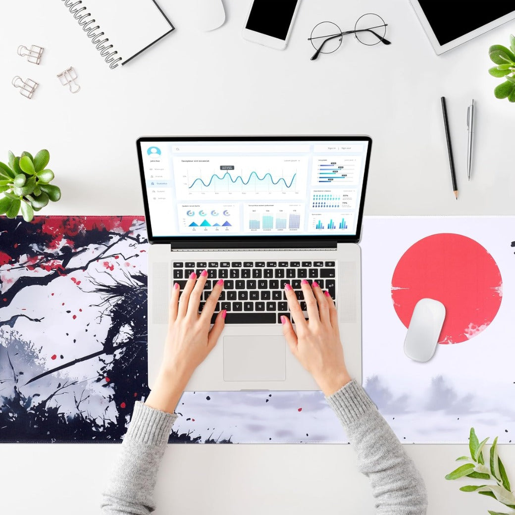 DESERO Large Gaming Mouse Pad (800 x 300 x 3 MM) XL Extended Desk Mat, Japanese Mouse Mat, Gaming Keyboard Mousepad, Big Desk Pad with Non-Slip Base and Stitched Edge for Office/Gaming.(B18)