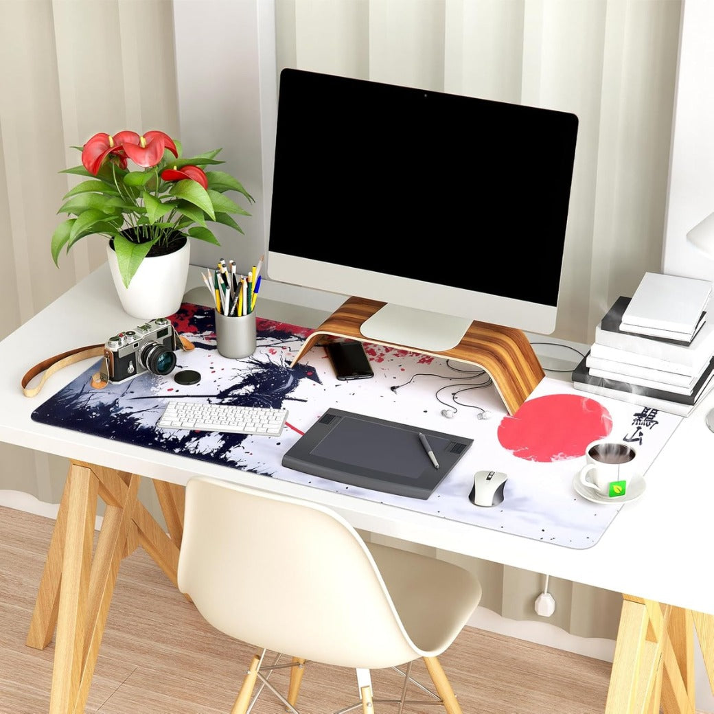 DESERO Large Gaming Mouse Pad (800 x 300 x 3 MM) XL Extended Desk Mat, Japanese Mouse Mat, Gaming Keyboard Mousepad, Big Desk Pad with Non-Slip Base and Stitched Edge for Office/Gaming.(B18)