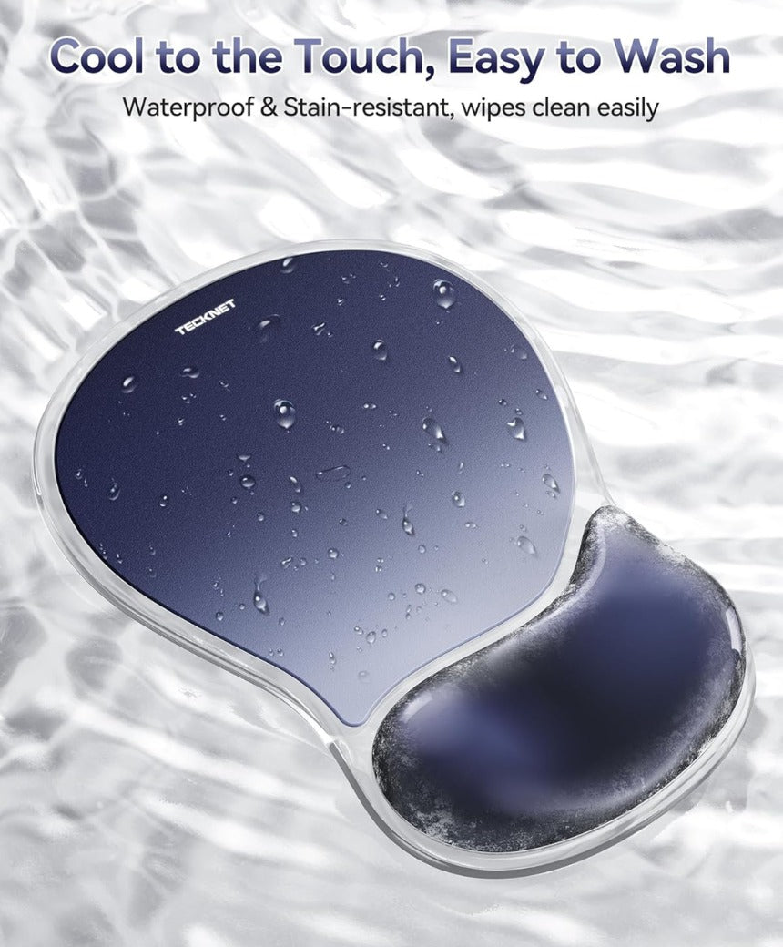 Mouse Mat Wrist Support, Ergonomic Gel Mouse Pad, Smooth PVC Surface & Non-Slip PU Base, Cooling Silicone Mousepad Wrist Rest for Computer, Laptop, Office