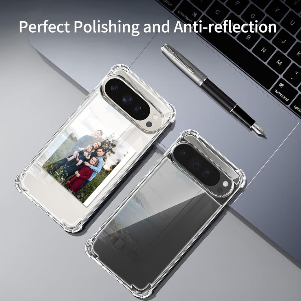 Tentoki Clear Case for Google Pixel 9/9 Pro, 3in1 with 1 Phone Case +2 Screen Protector Tempered Glass,TPU Ultra-Slim Shockproof Protective Case Cover, Prevents Yellowing Film, Transparent