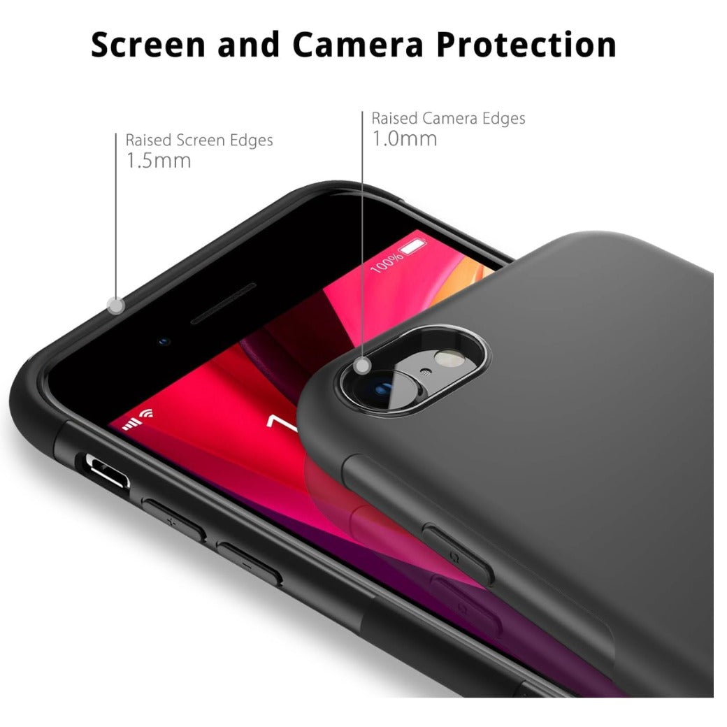 UNBREAKcable Case Compatible with iPhone SE 2020/2022, iPhone 8/7 - Soft Frosted TPU Stylish Cover for 4.7-inches iPhone SE 2022/2020/8/7 [Drop Protection, Non-slip] - Matte Black