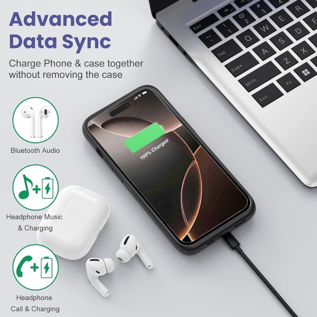 Battery Case for iPhone 16 Pro Max,Powerful 8600mah Portable Extended Battery Charger Cover for iPhone 16 Pro Max Charging Case(6.9 Inch)-Black