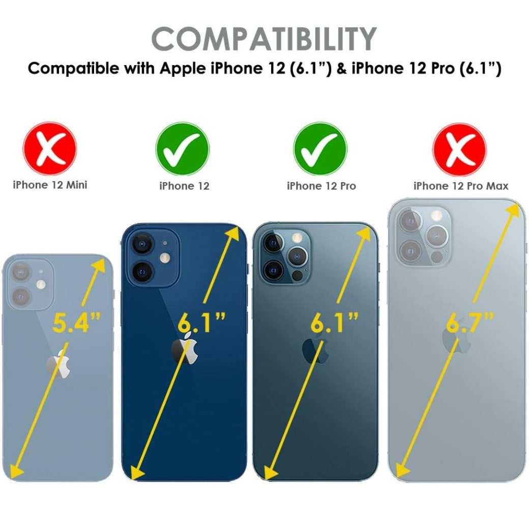 iPhone 12 / iPhone 12 Pro Leather Wallet Case, Flip Protective Case Cover with Wallet Card Holder, Stand and Wrist Strap - Pink PU Leather with Magnetic Closure for iPhone 12/12 Pro 6.1