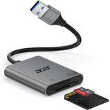 Acer SD Card Reader USB 3.0 with Cable, Aluminum Camera Memory Card Reader UHS-I, USB-A micro SD Adapter High Speed, Compatible with SDXC