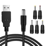 1m DC 5V Charger 2.0 A Universal USB Power Cable Male to DC 5.5 x 2.1mm Adapter, USB to DC Power Cable for Fan, Router, Speakers with 2.5x0.7mm 3.5x1.35mm 4.0x1.7mm 5.5x2.5mm 3.0x1.0mm 5 Connectors T
