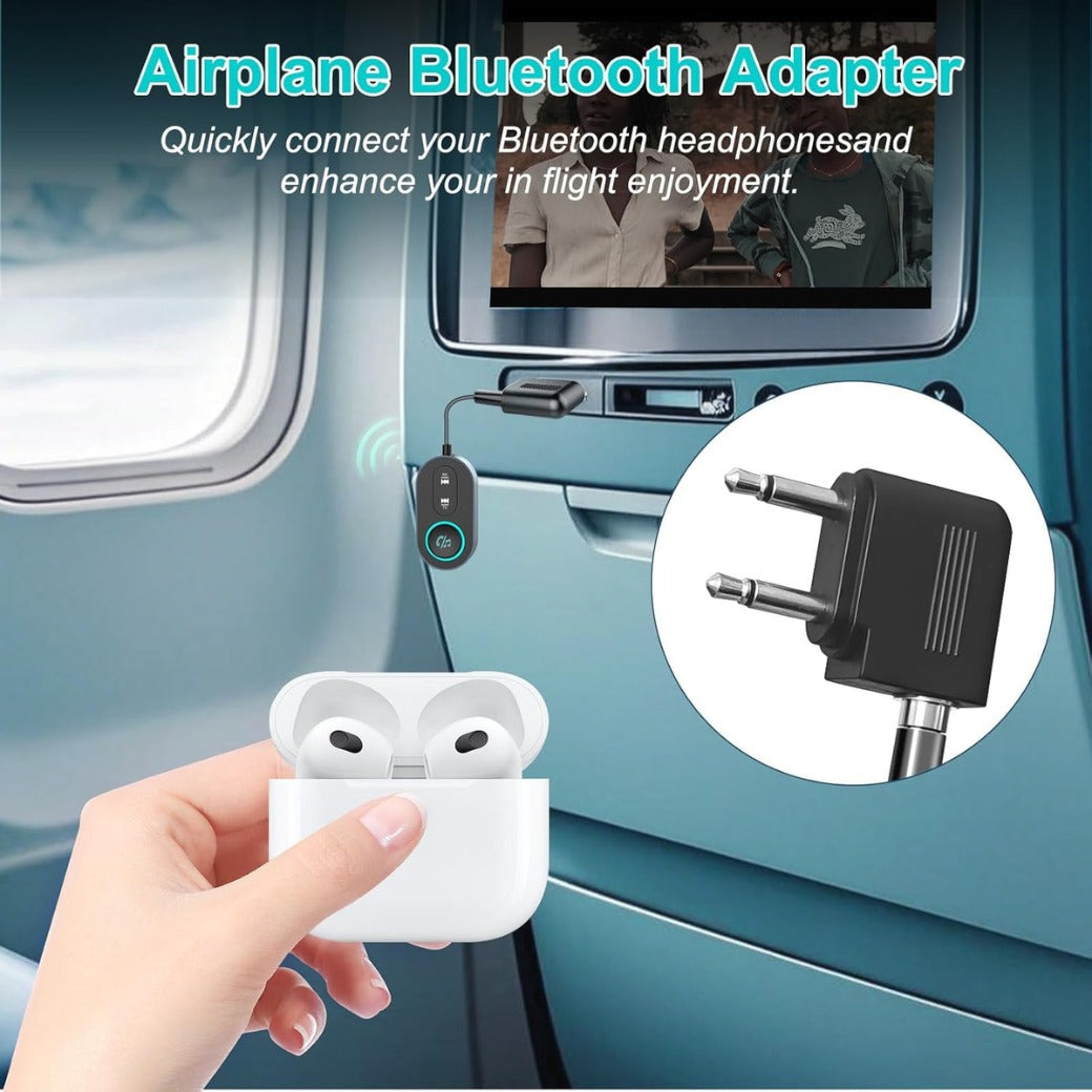 Bluetooth 5.3 Transmitter Receiver, 2 in 1 Wireless Aux Bluetooth Adapter, 3.5mm Airplane B-luetooth Adapter Compatible with 2 AirPods & Wireless Headphones, for TV