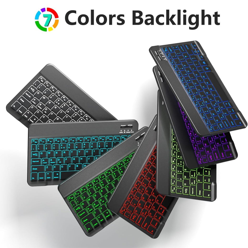 Bluetooth Keyboard and Mouse Set with Backlight, Quiet Rechargeable Wireless Keyboard and Mouse with Phone Holde