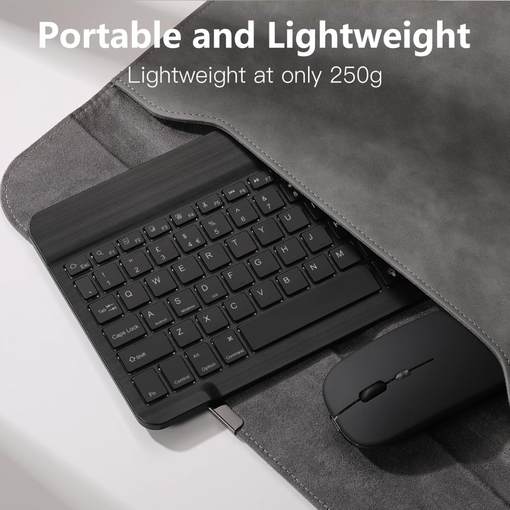 Bluetooth Keyboard and Mouse Set with Backlight, Quiet Rechargeable Wireless Keyboard and Mouse with Phone Holde