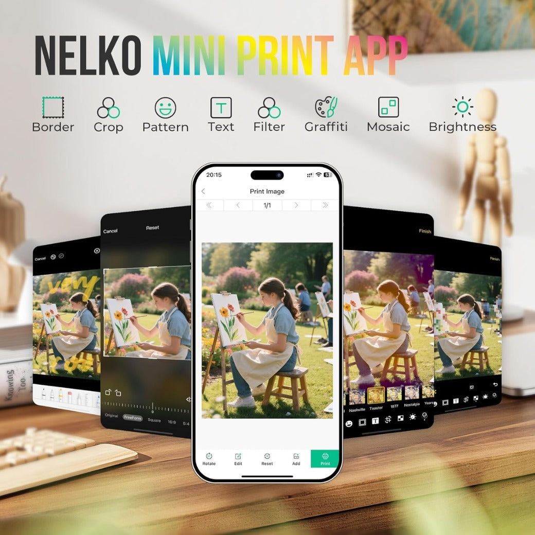 Nelko Photo Printer, PP01 Color Portable Mini Photo Printer, Instant Smartphone Inkjet Sticker Printer, Sticky-Back Photos, for iOS & Android, Picture Printer for Christmas