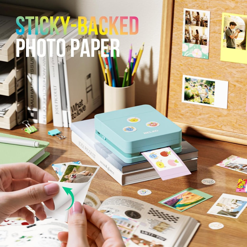 Nelko Photo Printer, PP01 Color Portable Mini Photo Printer, Instant Smartphone Inkjet Sticker Printer, Sticky-Back Photos, for iOS & Android, Picture Printer for Christmas
