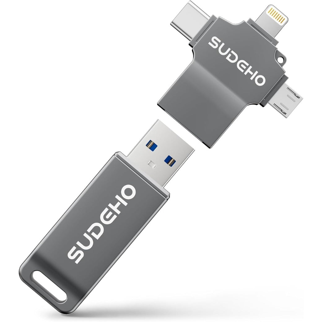 MFi Certified USB Stick 128GB for iPhone, 4-in-1 Flash Drive with USB 3.0 High-Speed, Multi-Device Memory Stick for iPhone/iPad/Android/PC/Mac, Easily Back Up Photos