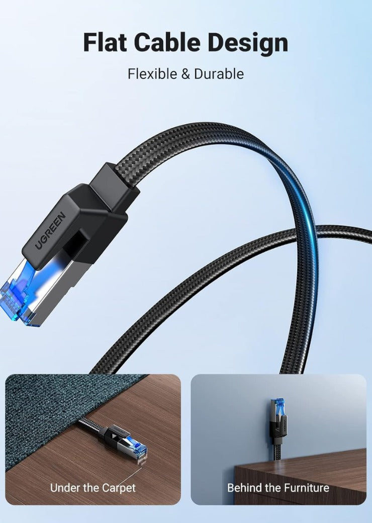 Ethernet Cable 5M, Cat 8 Internet Cable Flat High-Speed 40Gbps 2000Mhz Network Cable, Gigabit Braided RJ45 LAN Cable Patch Cord Compatible for PC/Laptop, PS5, Xbox, Modem, Router, Switch, TV