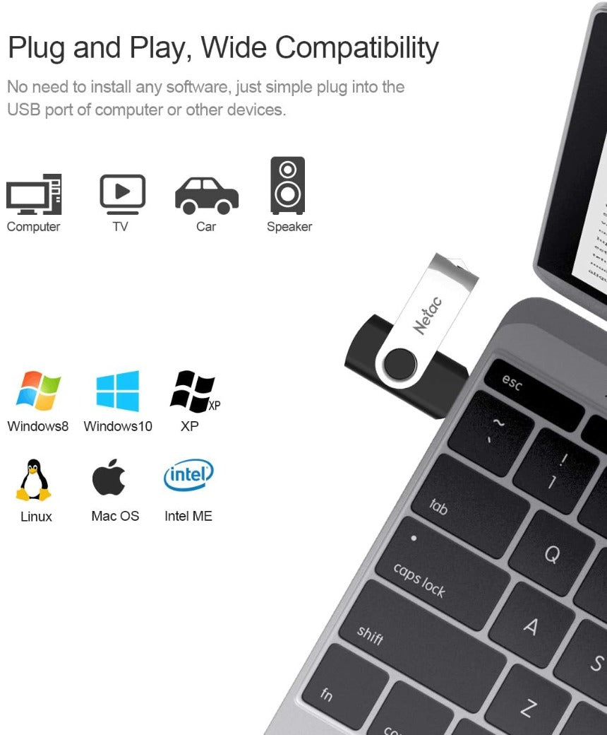 64GB USB 2.0 Flash Drive, Swivel Design Memory Sticks, Pen Drive, Usb Sticks for Data Storage, Zip Drive and jump Drive with LED Light