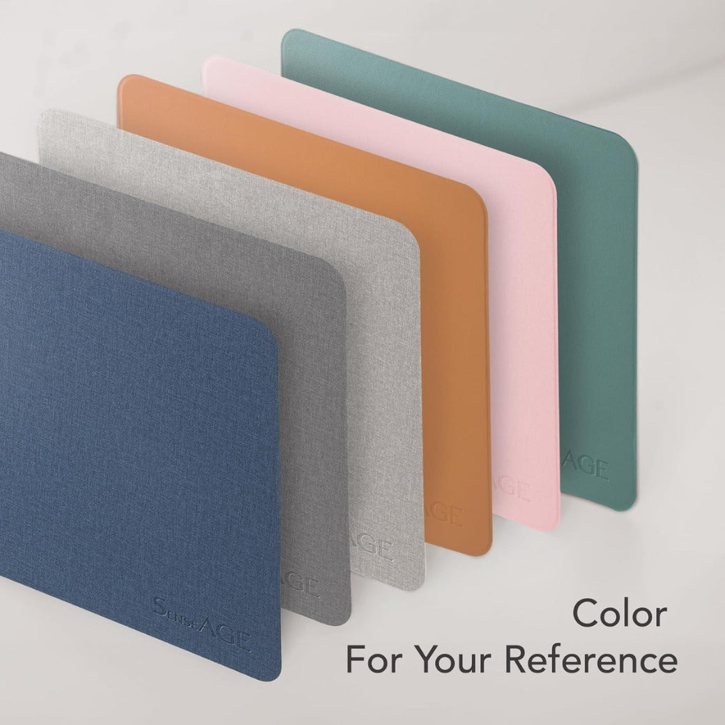 Slim Mouse Mat for Home/Office, Portable Mouse Pad for Computer & Laptop, Fabric Style Vegan Leather, Non-Slip Base, Compatible with Laser and Optical Mouse, 22 x 22cm (Pink