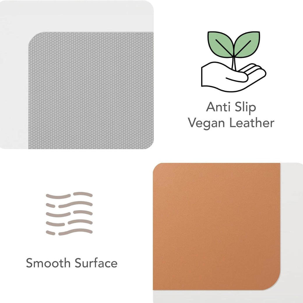 Slim Mouse Mat for Home/Office, Portable Mouse Pad for Computer & Laptop, Fabric Style Vegan Leather, Non-Slip Base, Compatible with Laser and Optical Mouse, 22 x 22cm (Pink