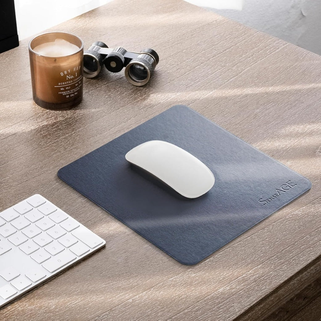 Slim Mouse Mat for Home/Office, Portable Mouse Pad for Computer & Laptop, Fabric Style Vegan Leather, Non-Slip Base, Compatible with Laser and Optical Mouse, 22 x 22cm (Pink