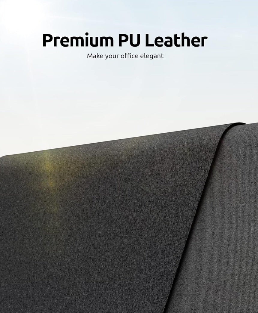 Leather Desk Mat, Large Mouse Mat, Non-Slip Desk Pad, Waterproof Leather Table Protector Writing Pad for Office and Home (60 x 35 cm, Black)