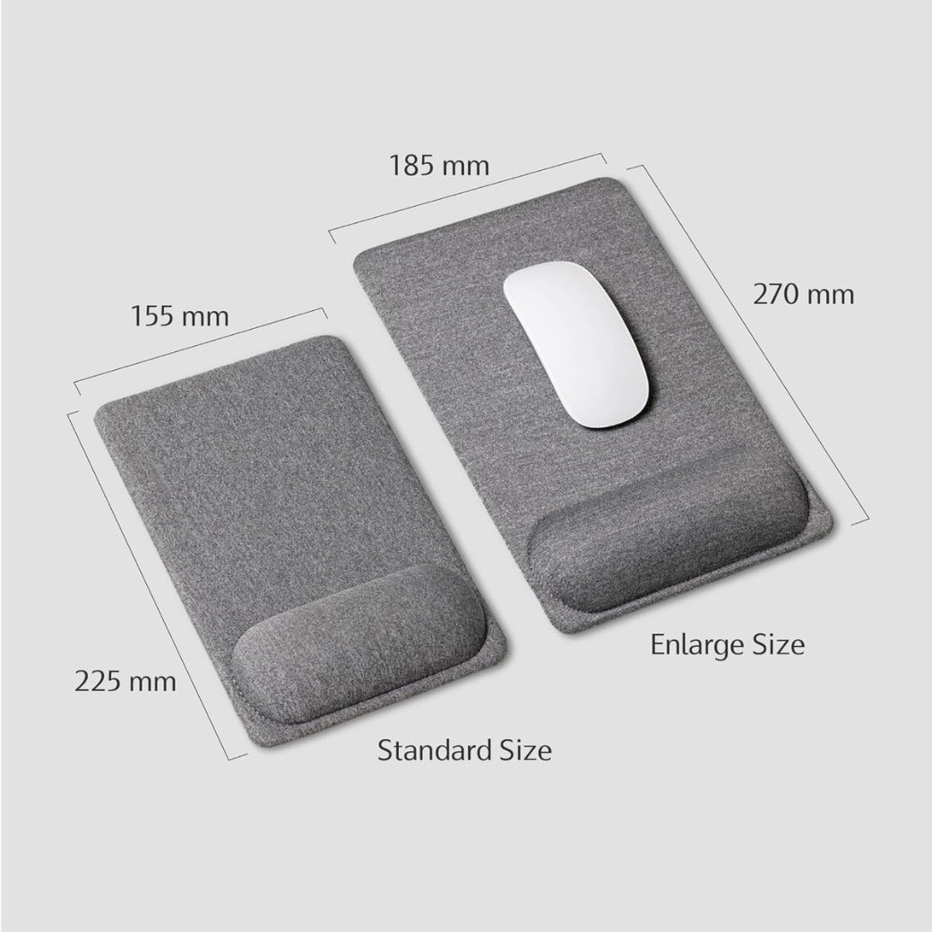 Mouse Pad with Wrist Support – Mouse Mat with Wrist Rest, Non-Slip Leather Base, Smooth Surface for Precise Control, Desk Mouse Mat for Office, Gaming & Home, Grey (225L X 155W mm)