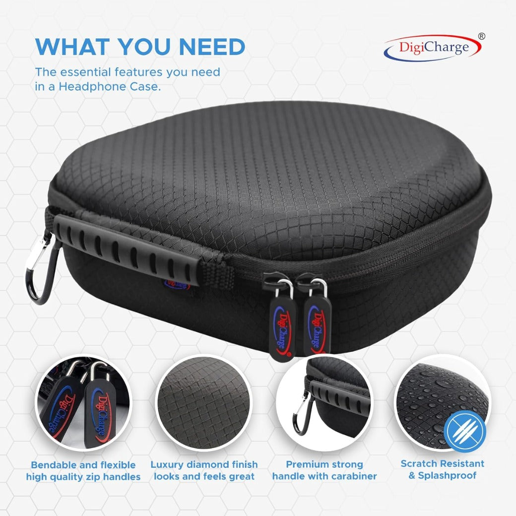 Digicharge Carry Case for Sony WH-CH520 / WH-CH510 / MDR-ZX110, JBL Tune 520BT / 510BT Headphones Wireless Bluetooth Flat Folding On-Ear, Protective Cover Travel Storage Bag