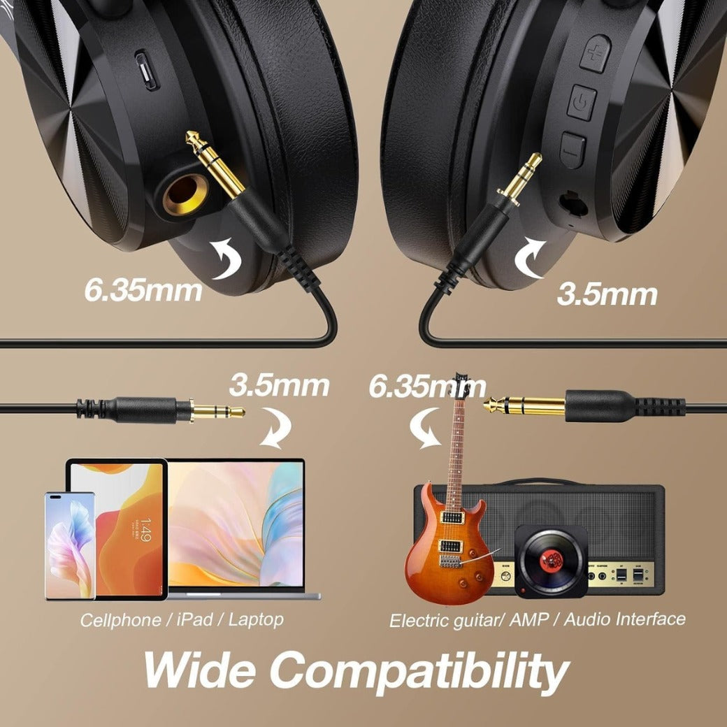 OneOdio A70 Bluetooth Headphones Over Ear, 72 Hrs Playtime, Monitor Level Stereo Sound Quality, Foldable Wireless＆Wired DJ Headphone, Professional Studio Headphones for DJ/TV/PC/Phone