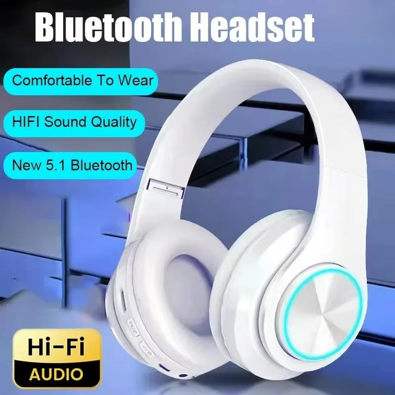Bluetooth Headphones RGB Lighting Noise Cancellation Foldable Headsets Over Ear Stereo HIFI Sports Headset TF Music Player B39