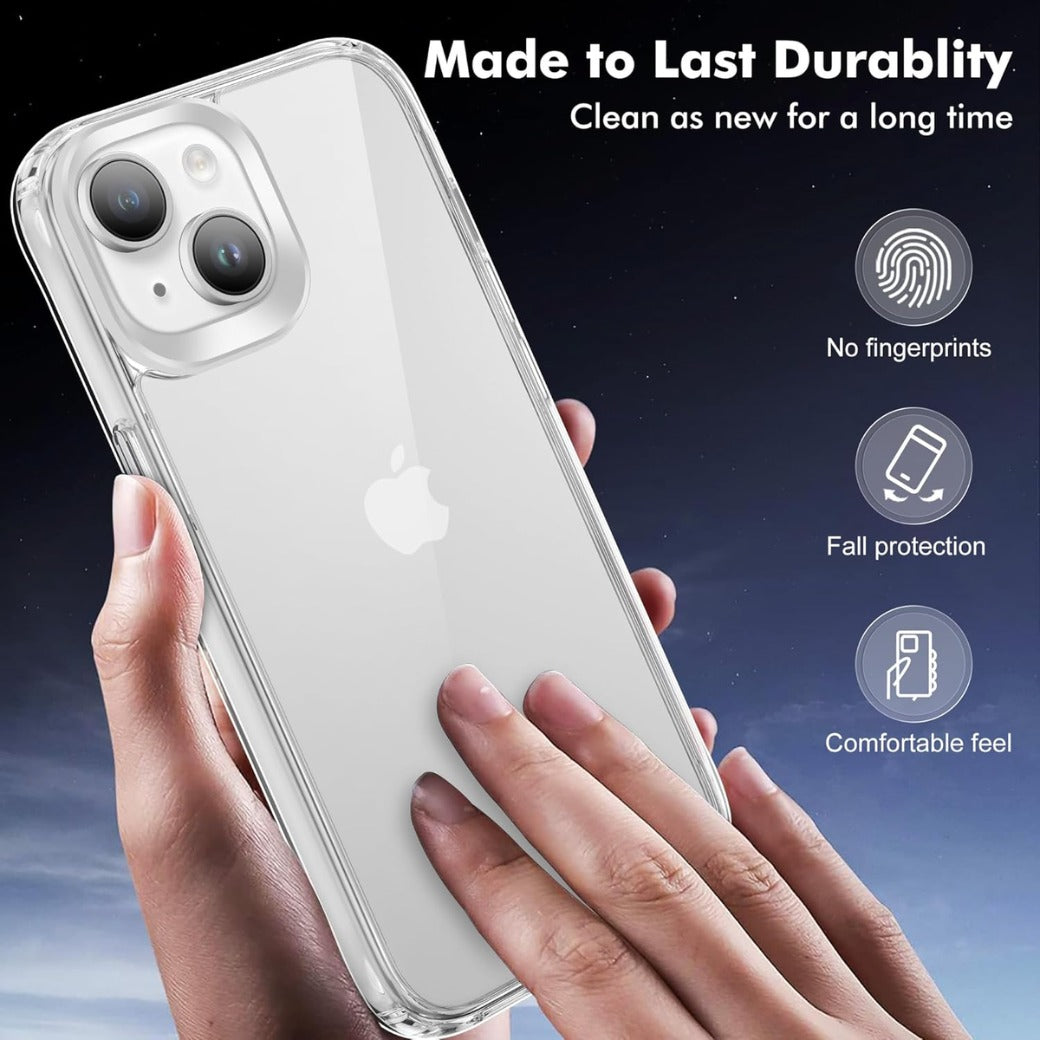 iCatchy for iPhone 14 Case/iPhone 13 Case 6.1-Inch, Shockproof Bumper Phone Cover, Anti-Yellowing Clear Back Compatible with iPhone 14/13 (Clear)