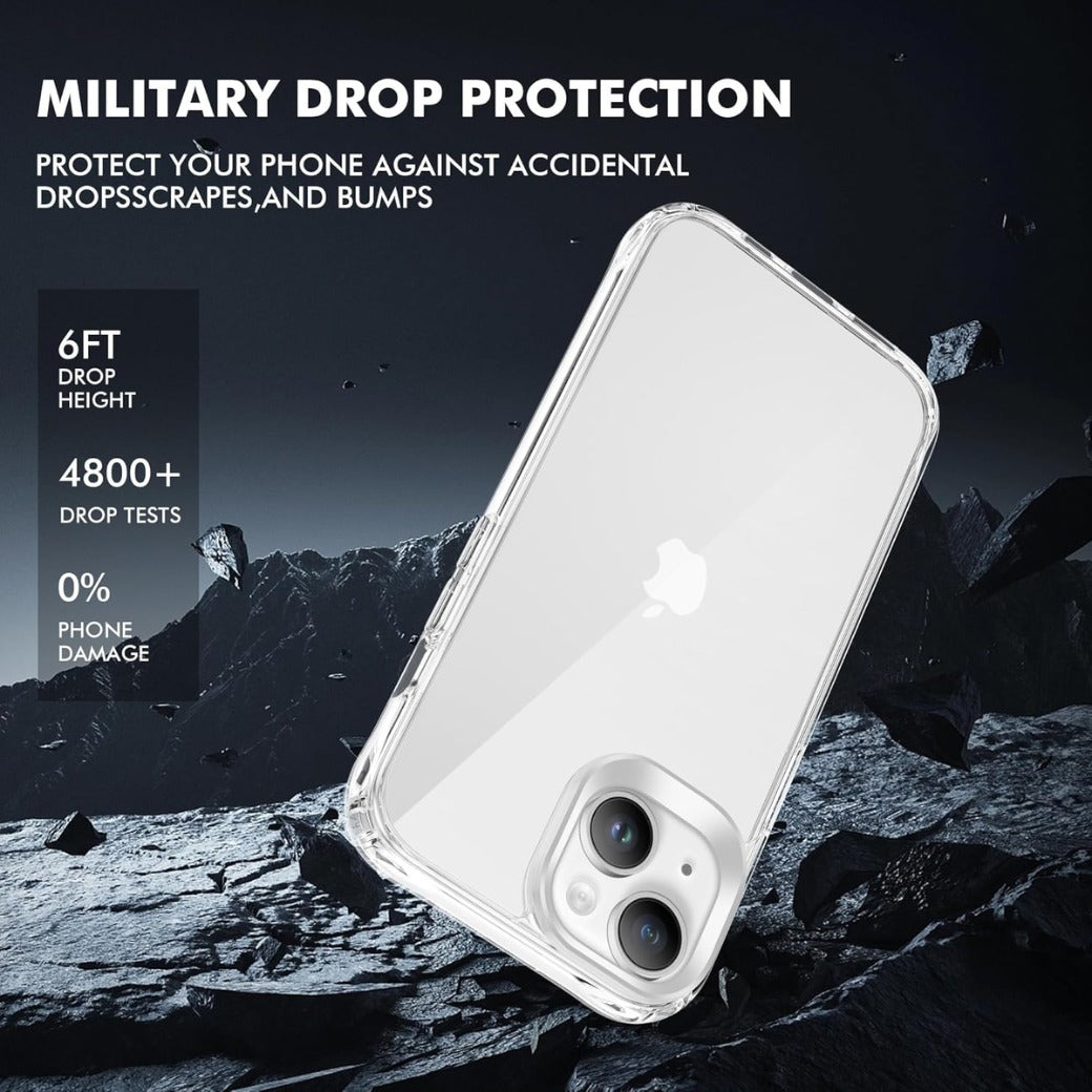 iCatchy for iPhone 14 Case/iPhone 13 Case 6.1-Inch, Shockproof Bumper Phone Cover, Anti-Yellowing Clear Back Compatible with iPhone 14/13 (Clear)