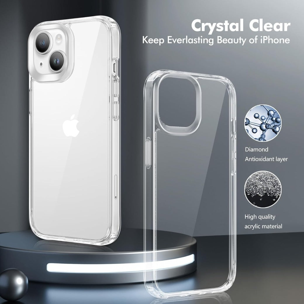 iCatchy for iPhone 14 Case/iPhone 13 Case 6.1-Inch, Shockproof Bumper Phone Cover, Anti-Yellowing Clear Back Compatible with iPhone 14/13 (Clear)