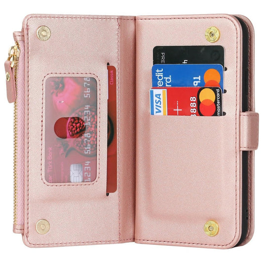 Zouzt for iPhone 11 Wallet Case for Women, Purse with Credit Card Holder Slots Crossbody Lanyard Strap Zipper Flip Book Shockproof Protective Phone Cover for Apple 11 6.1 Inch (Pink)