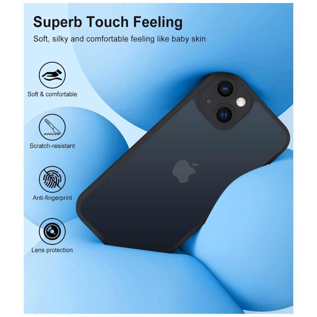 for iPhone 13 Case 6.1-Inch, Matte Shockproof Bumper Phone Cover, Military-Grade Protection Ultra Slim 360°Full Body Frosted Translucent Back Phone case for iPhone 13(Black