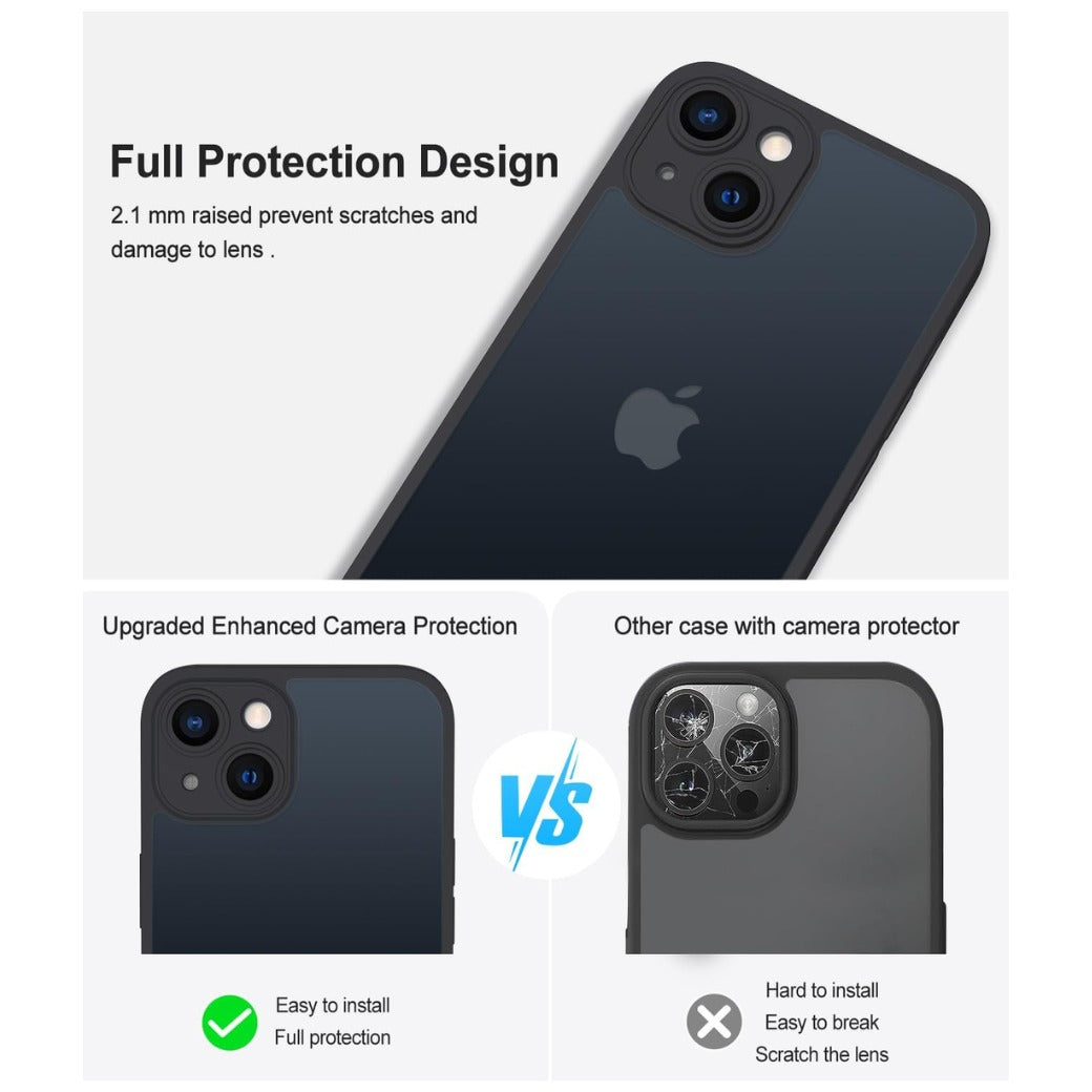 for iPhone 13 Case 6.1-Inch, Matte Shockproof Bumper Phone Cover, Military-Grade Protection Ultra Slim 360°Full Body Frosted Translucent Back Phone case for iPhone 13(Black