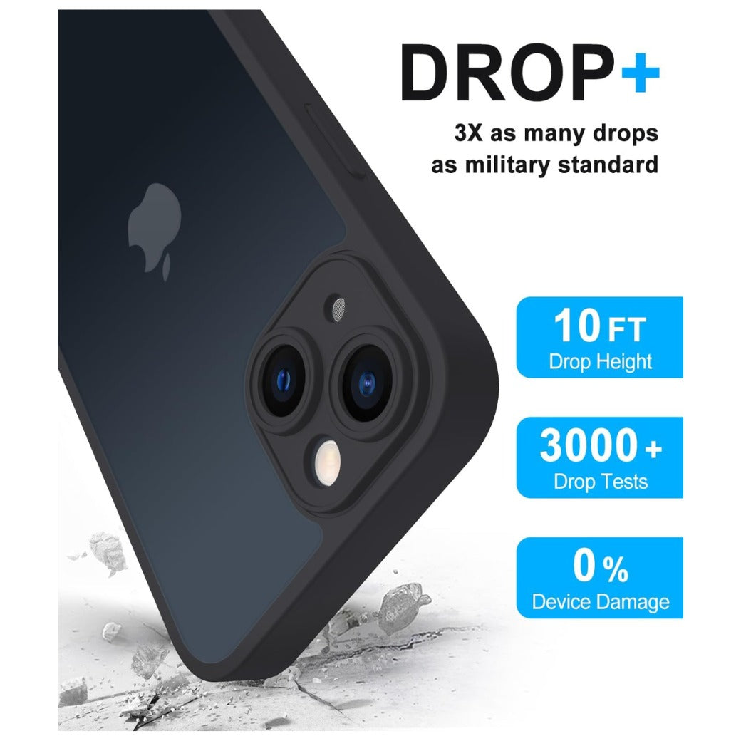 for iPhone 13 Case 6.1-Inch, Matte Shockproof Bumper Phone Cover, Military-Grade Protection Ultra Slim 360°Full Body Frosted Translucent Back Phone case for iPhone 13(Black