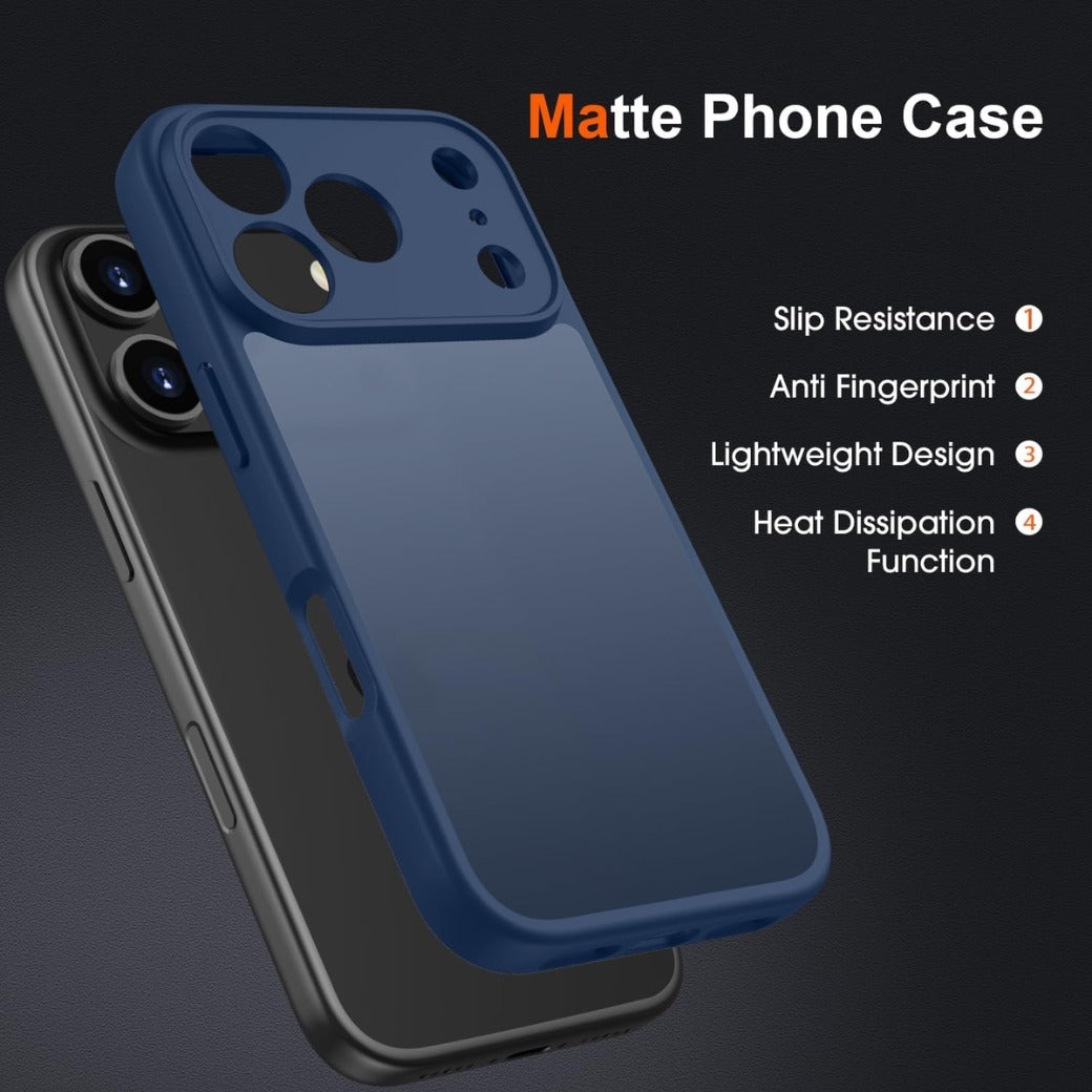 Andwing For iPhone 17 Pro Case, Case for iPhone 17 Pro 6.3", Ultra Slim Matte Cases, Translucent Matte Back & Silicone Edge, Shockproof Drop Protection Phone Cover for Phone 17 Cases, 6.3" Blue