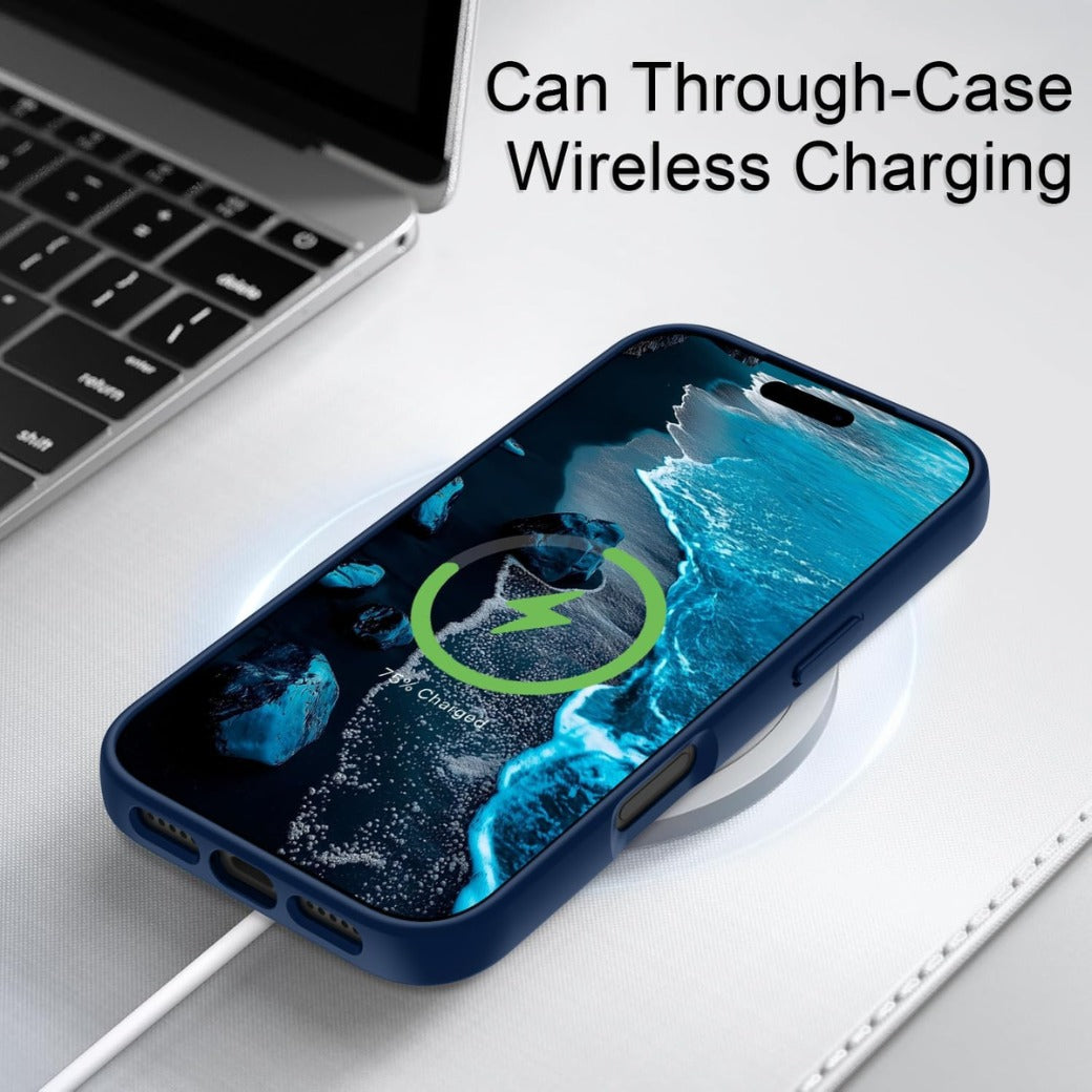 Andwing For iPhone 17 Pro Case, Case for iPhone 17 Pro 6.3", Ultra Slim Matte Cases, Translucent Matte Back & Silicone Edge, Shockproof Drop Protection Phone Cover for Phone 17 Cases, 6.3" Blue