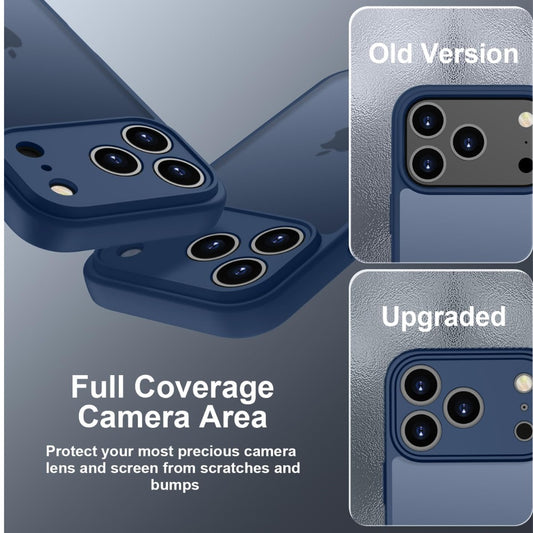 Andwing For iPhone 17 Pro Case, Case for iPhone 17 Pro 6.3", Ultra Slim Matte Cases, Translucent Matte Back & Silicone Edge, Shockproof Drop Protection Phone Cover for Phone 17 Cases, 6.3" Blue