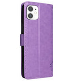 Case for iPhone 11, Leather Case Wallet Flip Cover with Card Holder Slot Flowers Design Pattern Magnetic Stand Strap Shockproof Protective Phone Case Cover for iPhone 11,Blue