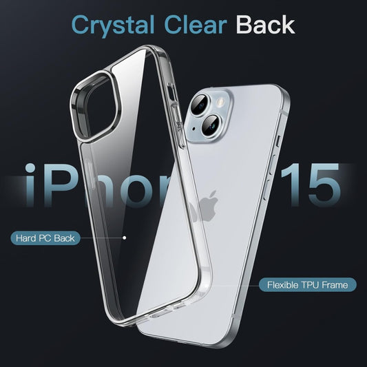 JETech Case for iPhone 15 6.1-Inch, Anti-Yellowing Shockproof Phone Bumper Cover, Anti-Scratch Clear Back (Clear)