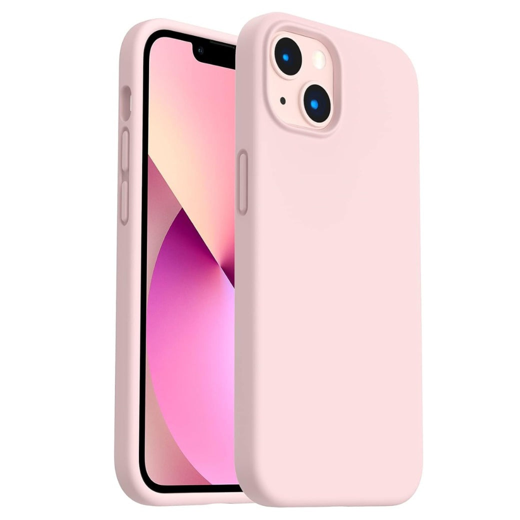 Shockproof Liquid Silicone Designed for iPhone 13 Case Gel Rubber Full Body Protection Anti-Shock Cover Case Drop Protection 6.1inch-Chalk pink