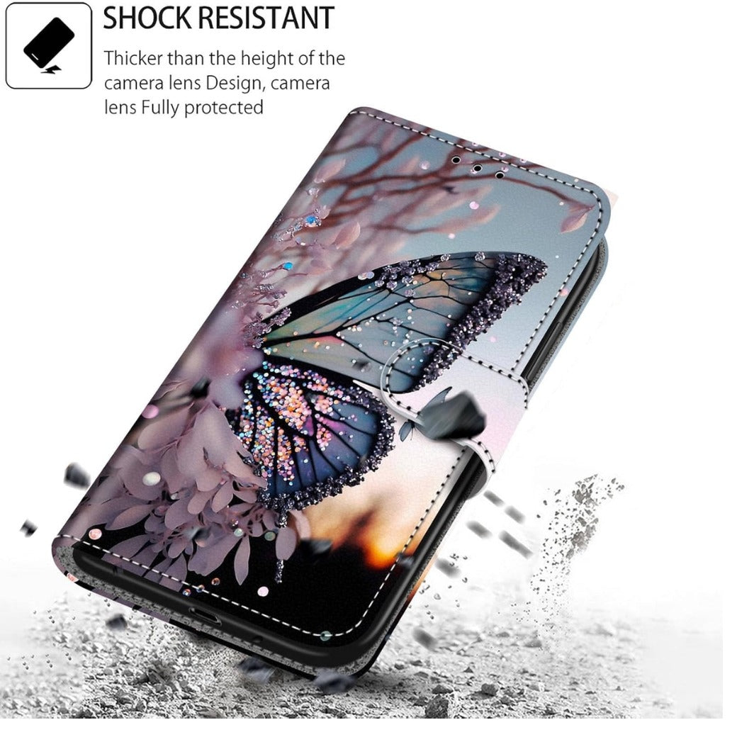 Phone Case for iPhone 17, Leather Flip Cover Shockproof Protective Case with Card Slots Magnetic Closure Wallet Case Schmetterlingsflügel